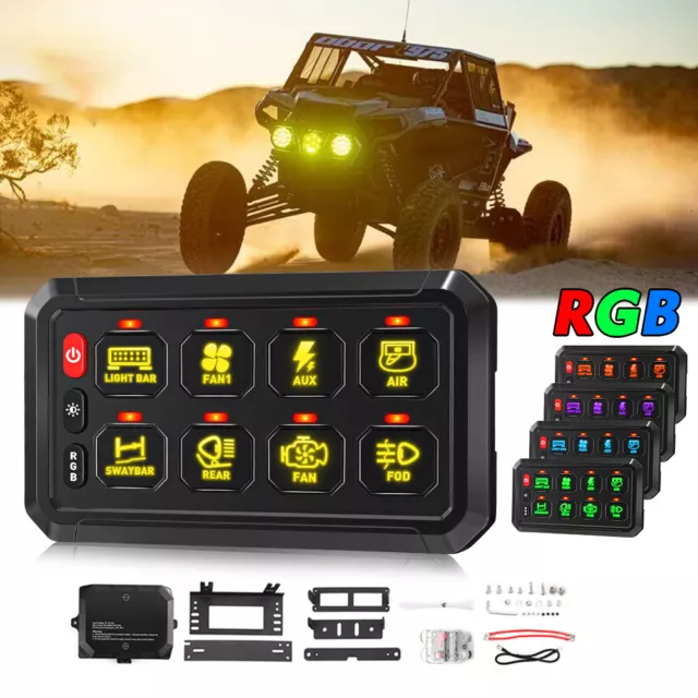 8 Gang Switch Panel LED Light Electronic System For Can-Am Polaris RZR UTV ATV