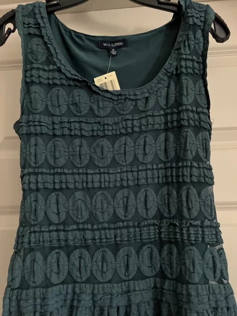 Max Edition Bohemian Crochet Mesh EmeraldGreen Size M Sleeveless Pullover Dress 2