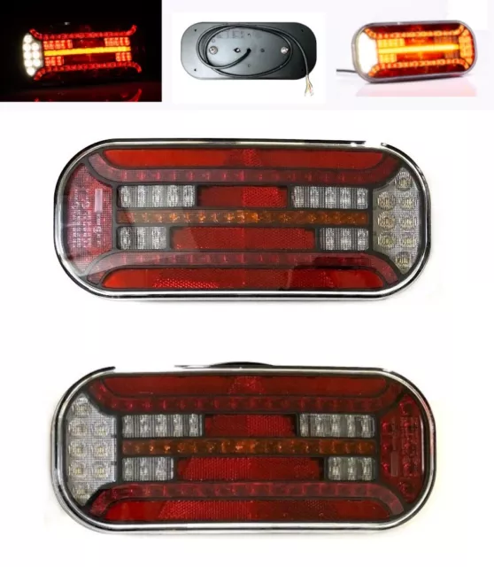 Biqing Truck Rear [2 Modes] 2PCS Feu Arrière LED pour Remorque,Carrés Feux  Remorque LED 24V Rouge Feux de Frein Arrière Feux Antibrouillard pour