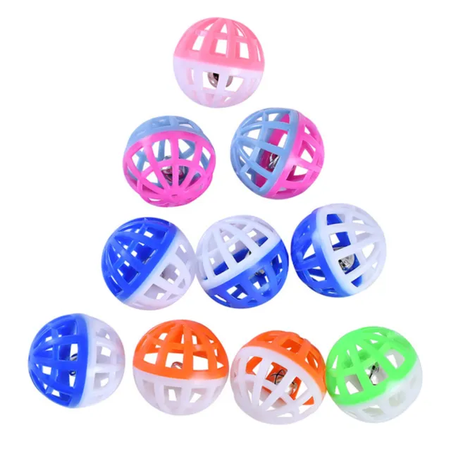 Cat Ball Toy 10pcs Noisy Kitten Toy Balls with Bell Lightweight Chase Pounce Toy