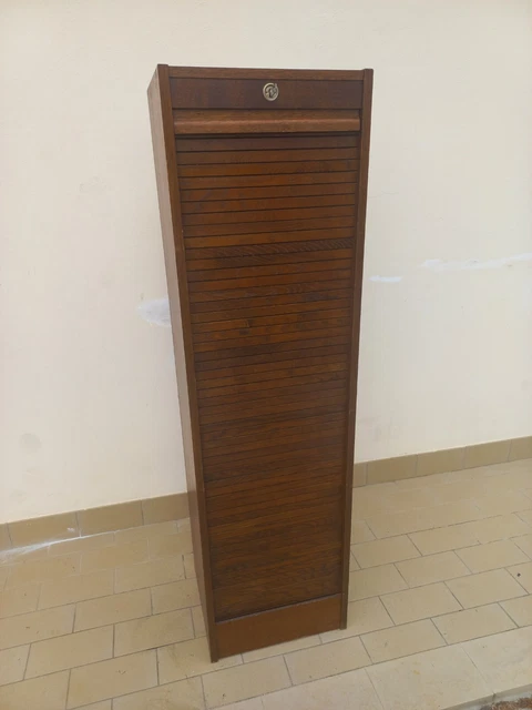 Mobile schedario a serrandina in rovere anni 60