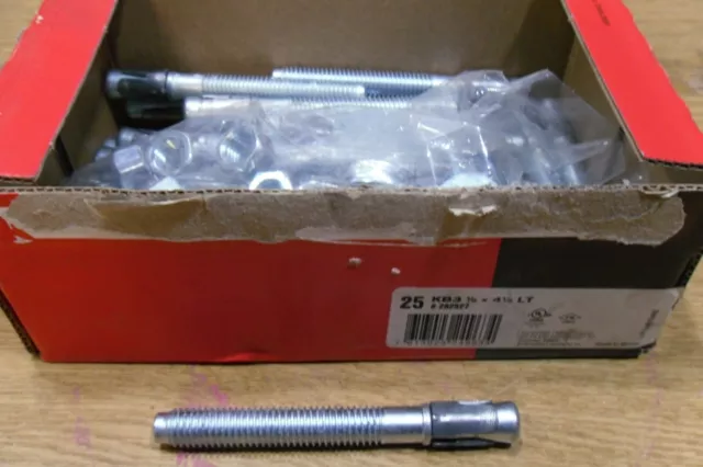 HIlti ½" x 4-½" LT 25 pcs (Factory-Packed Box) KB3 #282527 Plated Anchor