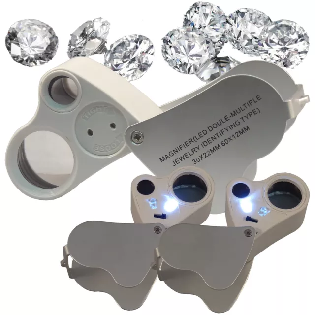 BRAND NEW 30X 60X Loop Magnifier Jeweler Eye Loupe Lens LED 2in1 USA SELLER 2