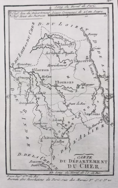 Sancerre en 1791 Cher Aubigny Sancoins Lignieres Vierzon Bourges Dun sur Auron