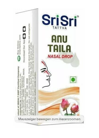 Sri Sri Tattva Ayurvedic Anu Taila (gouttes nasales) 10 ml Royaume-Uni