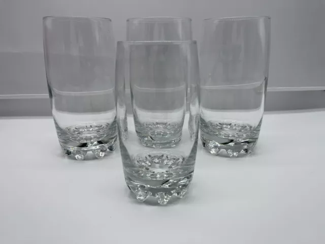 4 - 6 1/2" & 1 - 5 1/2" Clear Drinking Glass Tumblers CUT STARBURST BASE Italy