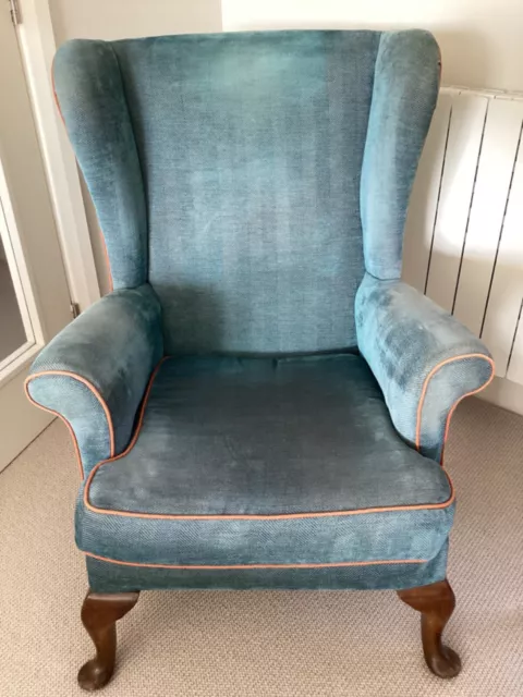 Parker Knoll 720 Vintage 1950s / 60s Wingback Chair TEAL Romo Fabric GUILDFORD