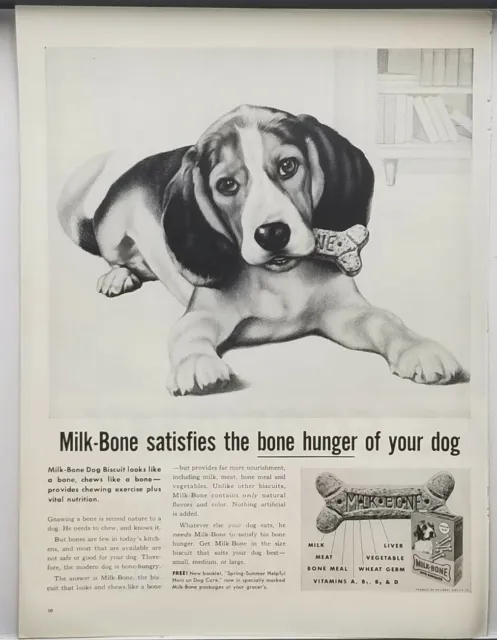 1958 Milk Bone Bisquits Dog With Bone In Mouth Vintage Print Ad