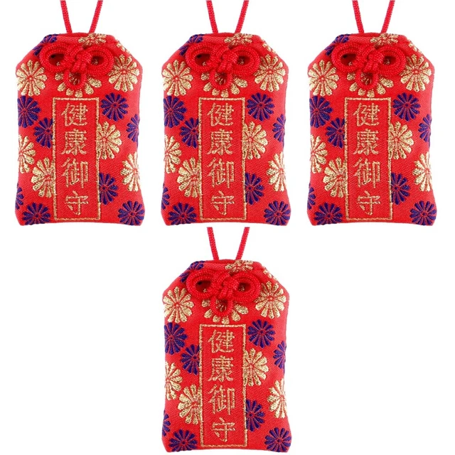 4x sachet omamori breloque sutekina omamori rouge