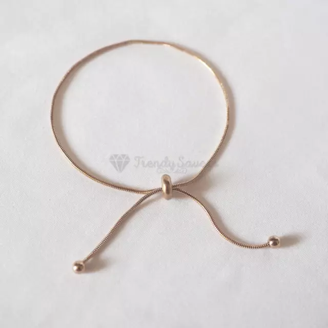 18ct Real Gold Plated Luxury Women Girls Minimalist Silver Chain Bangle Bracelet 2