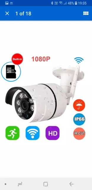 Outdoor Wireless CCTV Security IP Camera 2.0MP WIFI 1080P FHD Night Vision Cam