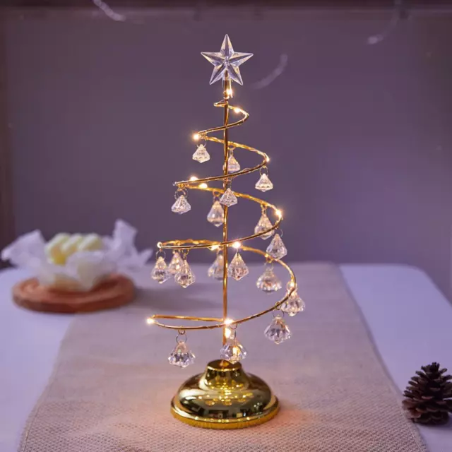 Christmas Tree Lamps Ornament Metal Tree Night Light for Xmas Bedroom Winter