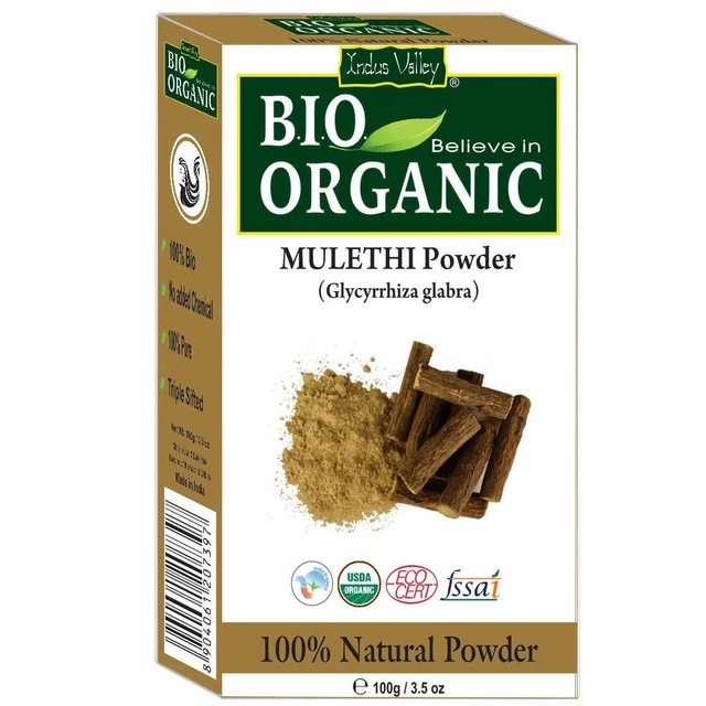 Indus Valley Naturel Pure Mulethi Poudre 100Gm Pour Enlever Impuretés De Peau