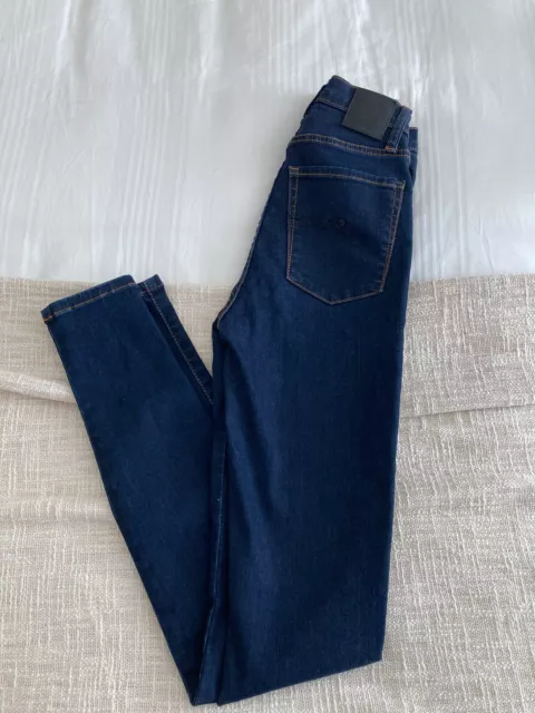 NOBODY Jeans Womens 24 / AU 6 Blue Skinny Dark Wash Denim Super High Rise Zip
