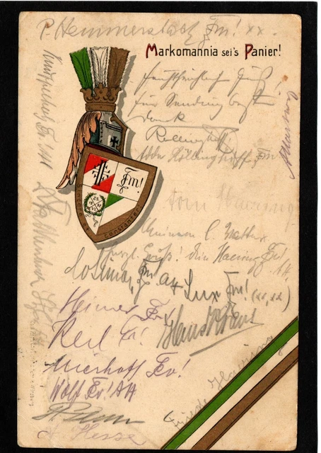 Bonn - Couleurkarte Corps Markomannia im WSC 1912