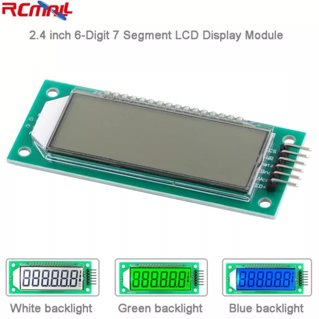 2.4" inch 6-Digit 7 Segment LCD Display Screen Module HT1621 Driver w/ Backlight