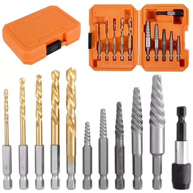 11pcs Damaged Screw Extractor Kit Drill Bits Tool Set Broken Screw Remover Tool✠