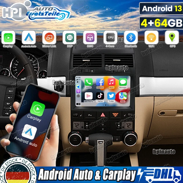 Radio Navegador GPS Con Android 14 Para VW Touareg (2002-2009) – Pantalla 9″ IPS, Carplay Y 2GB+32GB