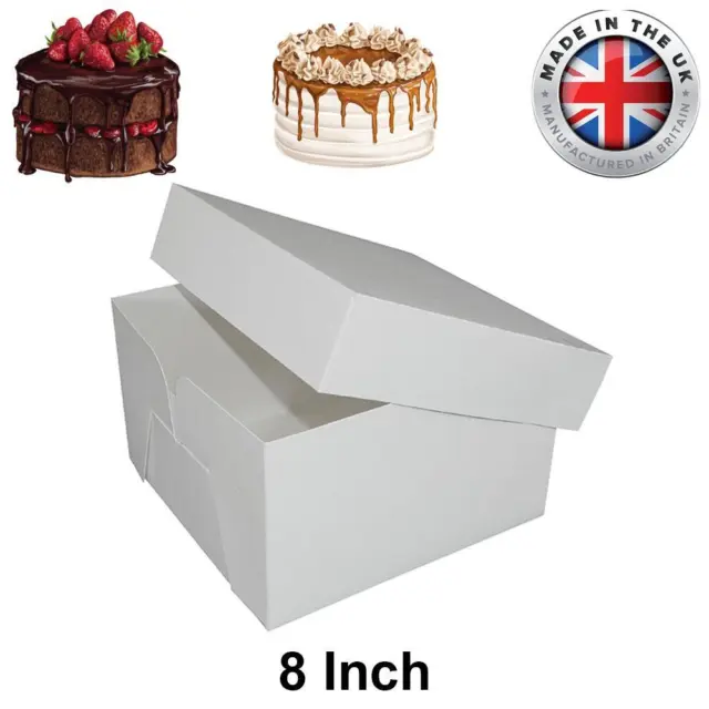 8 Inch Cake Box With Lid White Stapleless Easy to Assemble for Birthday Wedding
