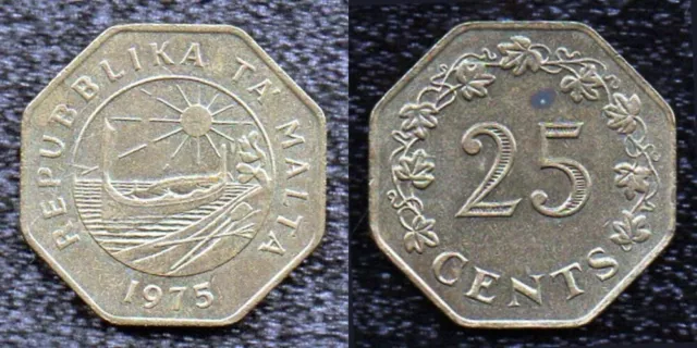 Malta 25 Cents 1975