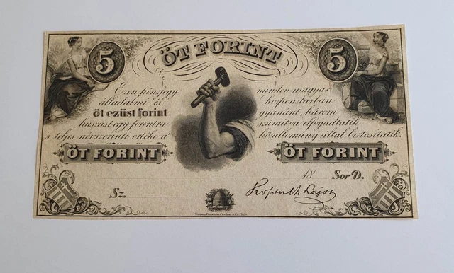 Hungary Finance Ministry 5 Forint 1852 Banknote