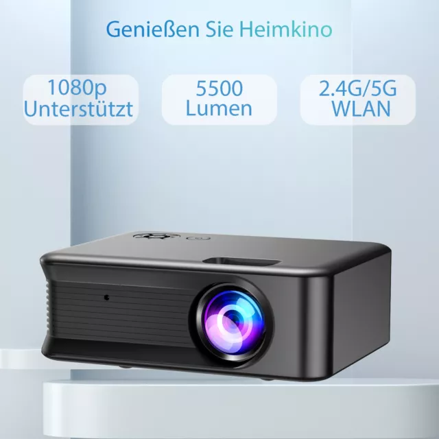 5G WLAN Beamer LED 1080P HD Heimkino Projektor Kino Handy LCD Mini Heimprojektor