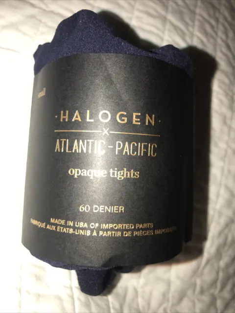 NWT Halogen x Atlantic Pacific Opaque Tights in Navy Blazer Size Small 60 Denier