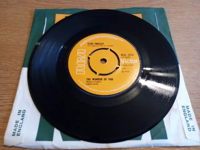 Elvis Presley ‎- The Wonder Of You - UK 1970 RCA Victor RCA 1974 Vinyl 7" Single
