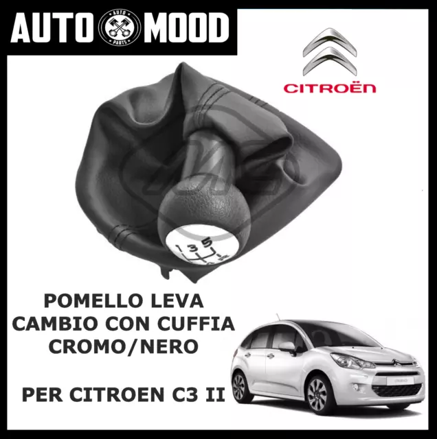 Kit Pomello Leva Cambio Con Cuffia Cambio Manuale 5 Marce Nero Per Citroen C3 Ii