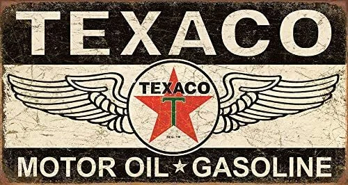 Texaco Winged Logo Distressed vintage Metal Tin Sign 16in x 8.5in
