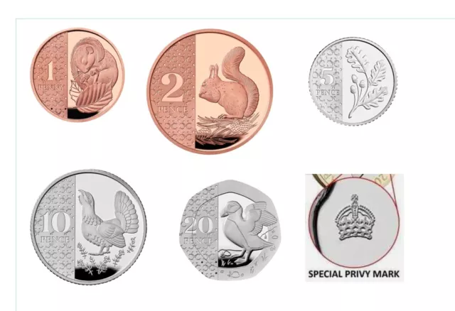 2023 Definitive 5 Coin Set Small Change Royal Mint BU  **PRIVY MARK**