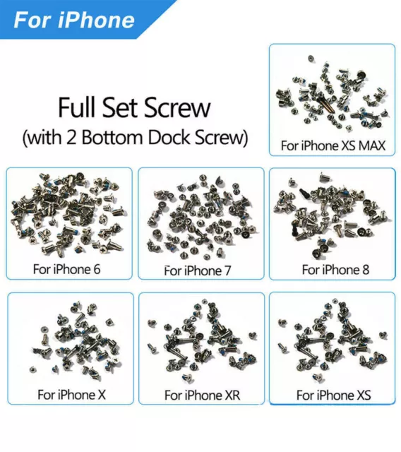 Replacement For iPhone 13 12 11 Pro XR XS 6S 7 8 Plus Full Screws Screw Kit Set