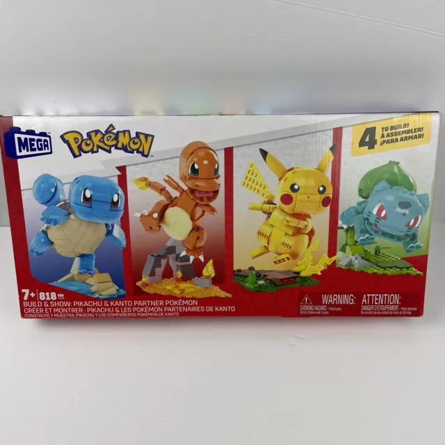 Mega Set MATTEL Pokémon Build & Show Pikachu & Kanto Partner 818 Piezas Caja Abierta