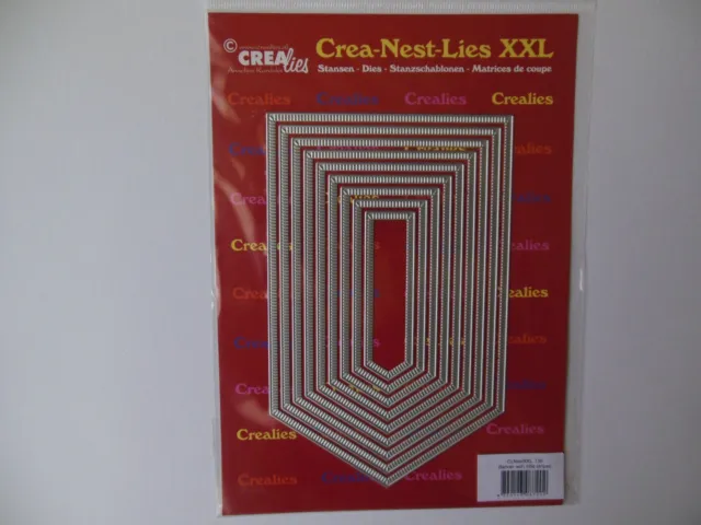 CREAlies Crea-Nest-Lies XXL Nr 138, 9 Stanzschablonen Banner mit kleinen Linien