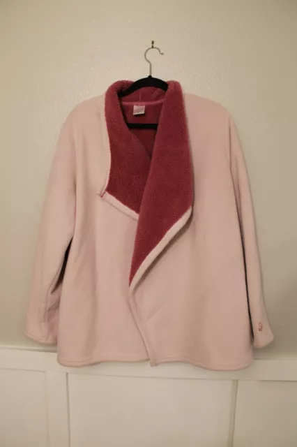 Women's CUDDL DUDS Light Pink Fleece Wrap Jacket Size XL