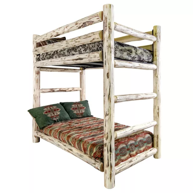 Log Bunk Bed Rustic TWIN Size BunkBeds Western Lodge Amish Made Furniture