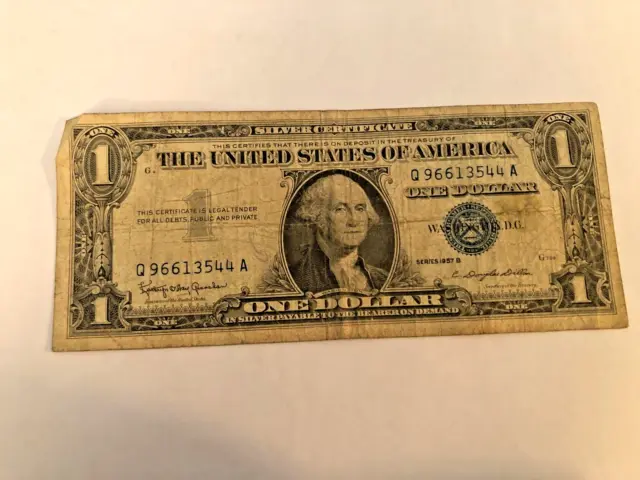 Series 1957 B  Washington D.C. Blue Seal Silver Certificate *A Rare Find*