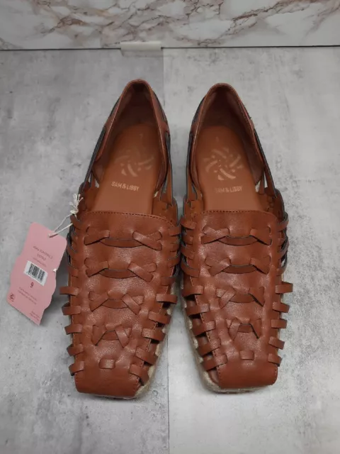 NEW Sam & Libby Women's Asha Espadrille Saddle Slip On Shoes Brown Size 9