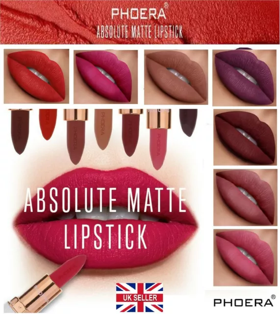 Phoera Absolute Velvet Matte Lipstick Long Lasting Waterproof Pigment Makeup