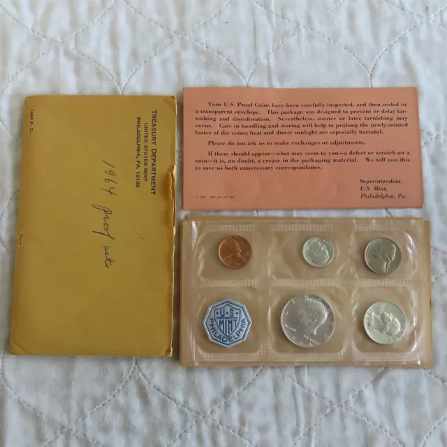 USA 1964 5 COIN PROOF YEAR SET WITH SILVER  - sealed pack