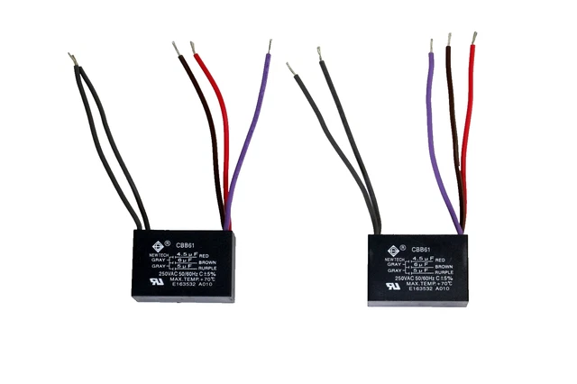 4.5uF CBB61 Ceiling Fan Start Capacitor – 450V AC 60Hz – 2 Wire – US Seller