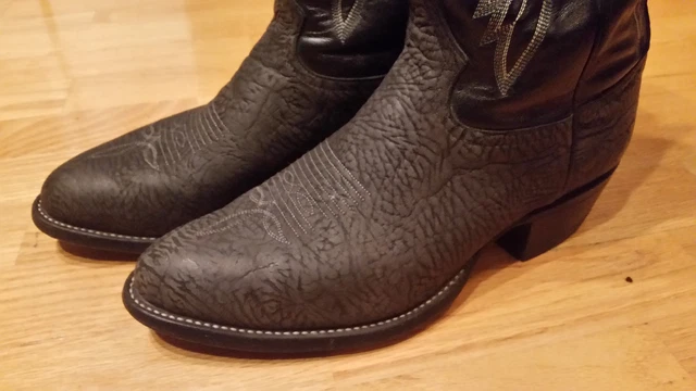TONY LAMA MENS SHRUNKEN SHOULDER BLACK SUEDED LEATHER COWBOY  display picture 3
