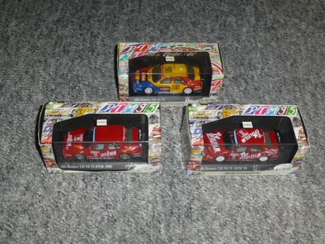 3x Alfa Romeo 155 V6 ti DTM 1995 1:43 Minichamps Modell Christian Danner Nissen