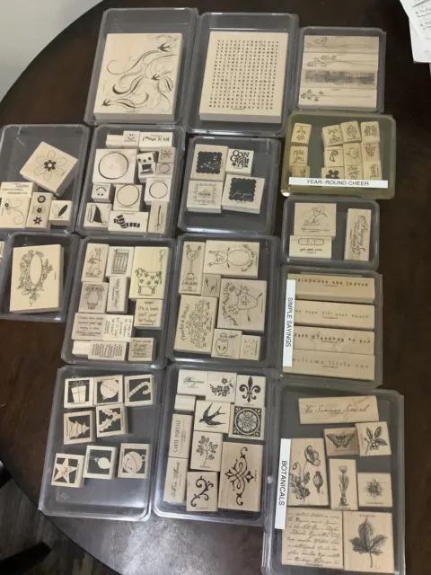 Lot of 100 Stampin Up Wood Mounted Rubber Stamps Boxed Sets Mixed Stamp 2#