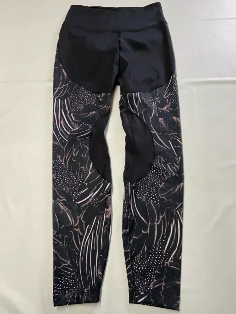 Womens NIKE Black Power Print Flutter Training Tights Sz M