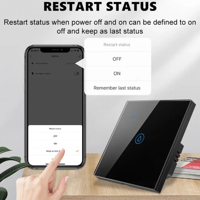 Pour Tuya Smart Touch Switch avec 3 options d'état de redémarrage version euro