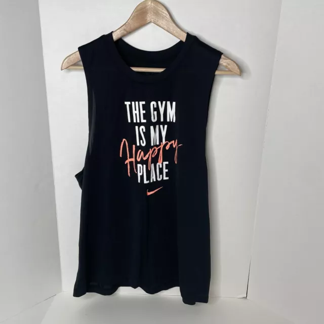 Nike Dri-Fit Women’s Tank Top, XL, Black, Graphic, Workout Gym