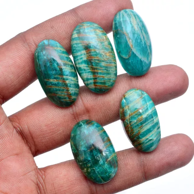 5 Stück Natürlich Amazonit Nicht Erhitzt Oval Cabochon 28mm-31mm Riesiges Lose