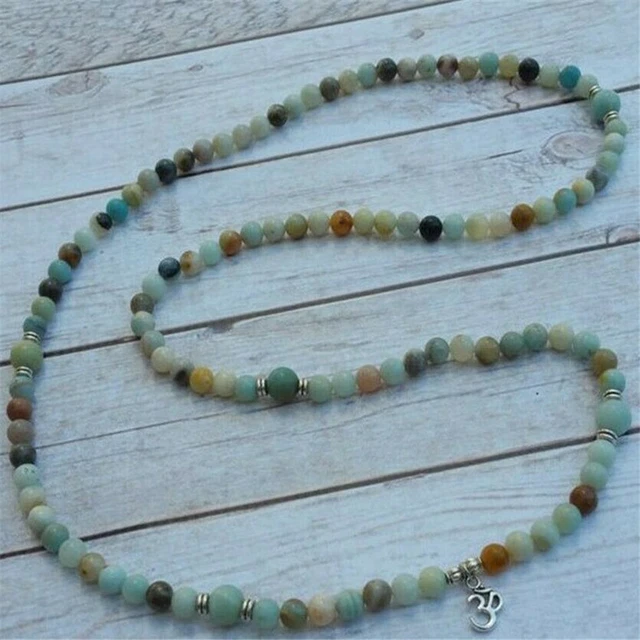 6MM Amazonite Bracelet 108 Beads Buddha Pendant Healing Yoga Reiki Bless Mala
