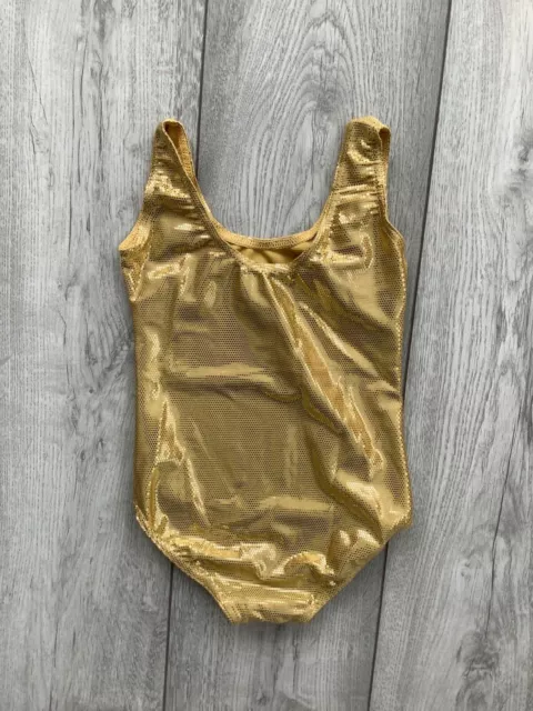 1st Position Gold Metallic Dot Leotard Size 0 3-5 Years 2